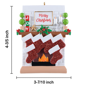 Personalized Christmas Ornament Fireplace Stockings Family 6