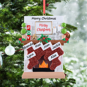 Personalized Christmas Ornament Fireplace Stockings Family