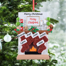 Load image into Gallery viewer, Personalized Christmas Ornament Fireplace Stockings Family 6
