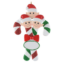 Load image into Gallery viewer, Personalized House Ornament Christmas Ornament Elves Family of 3
