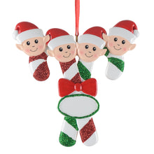 Load image into Gallery viewer, Personalized House Ornament Christmas Ornament Elves Family of 4
