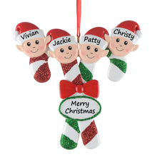 Load image into Gallery viewer, Personalized House Ornament Christmas Ornament Elves Family of 4
