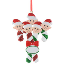 Load image into Gallery viewer, Personalized House Ornament Christmas Ornament Elves Family of 5
