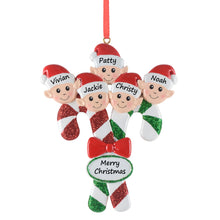 Load image into Gallery viewer, Personalized House Ornament Christmas Ornament Elves Family of 5
