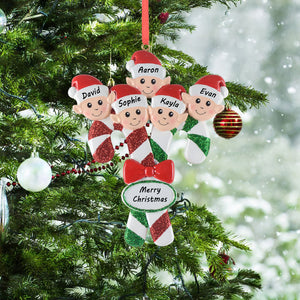 Personalized House Ornament Christmas Ornament Elves Family of 5