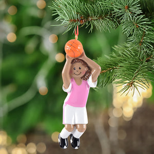 Personalized Christmas Sport Ornament Basketball Girl Ethnic