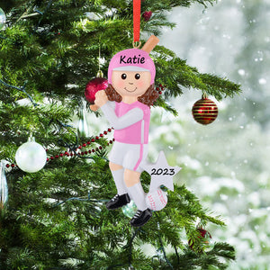 Personalized Christmas Sport Ornament Baseball Girl
