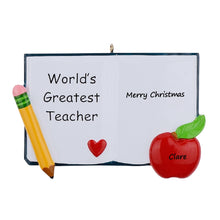 Load image into Gallery viewer, Personalized Gift  Christmas Occupation Ornament Teachers&#39; Book
