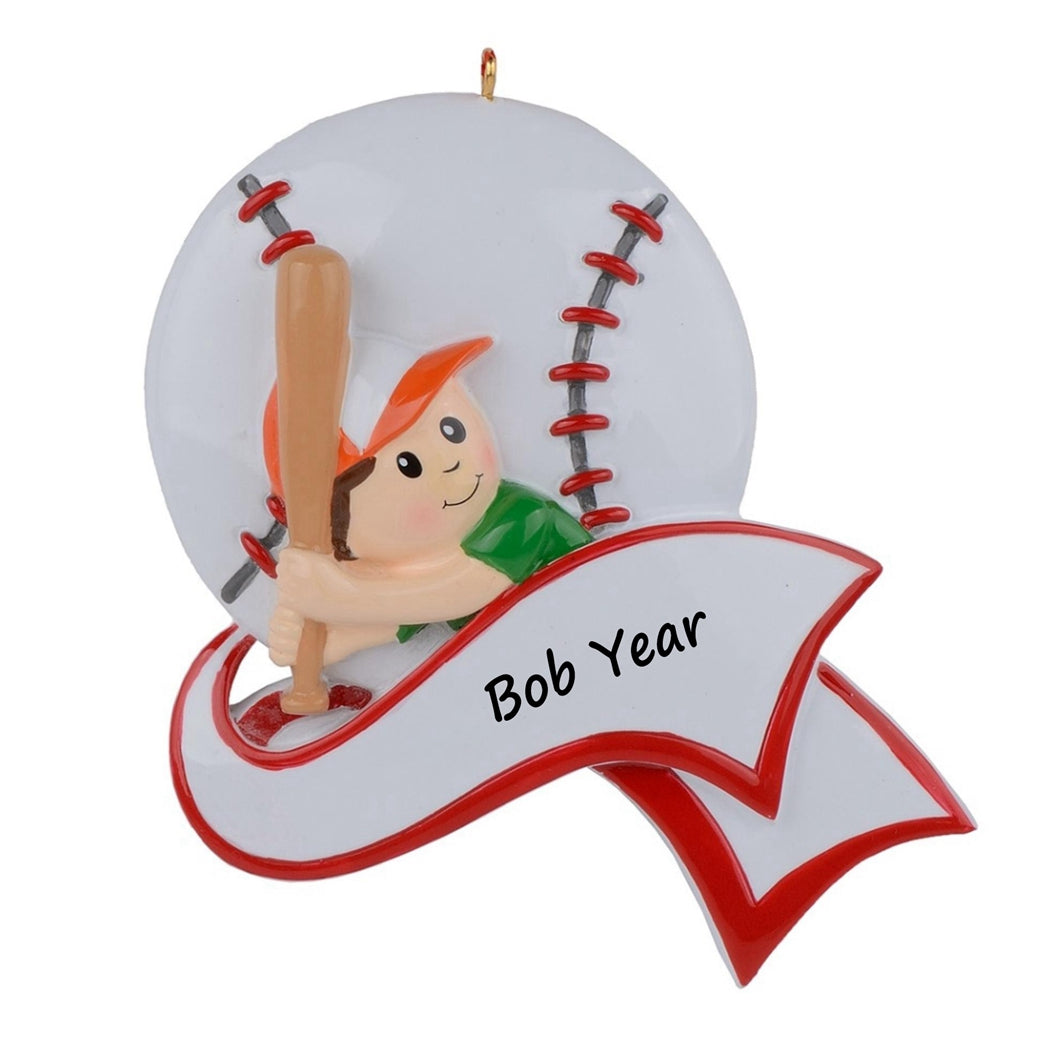 Personalized Christmas Sport Ornament Racing Baseball Boy