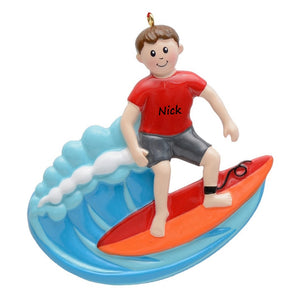 Maxora Personalized Christmas Gift Sport Ornament Surfing Boy