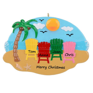 Personalized Gift Christmas Ornament Sand Chair Family 4