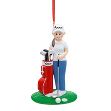 Load image into Gallery viewer, Personalized Christmas Sport Ornament Golf Girl
