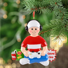 Load image into Gallery viewer, Playing Game Ornament Gift Personalized Christmas Ornament Gamer Boy
