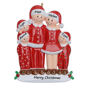 Personalized Ornament Pajama Family 5 Christmas Decoration Ornament