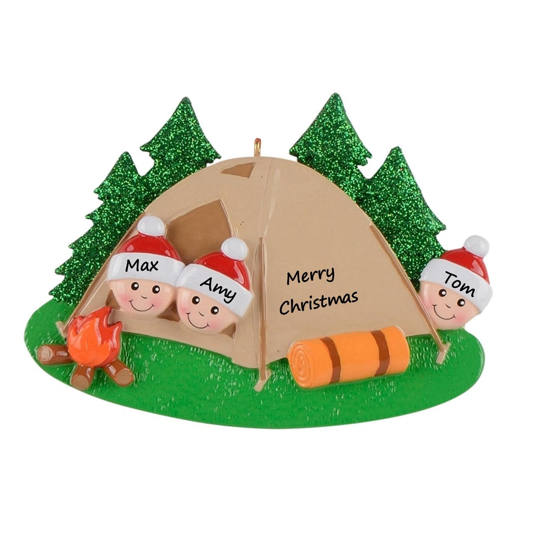 Personalized Christmas Ornament Camp Out Family 3