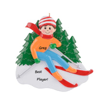 Load image into Gallery viewer, Personalized Gift for Sports Christmas Ornament Skiing Boy
