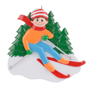 Personalized Gift for Sports Christmas Ornament Skiing Boy