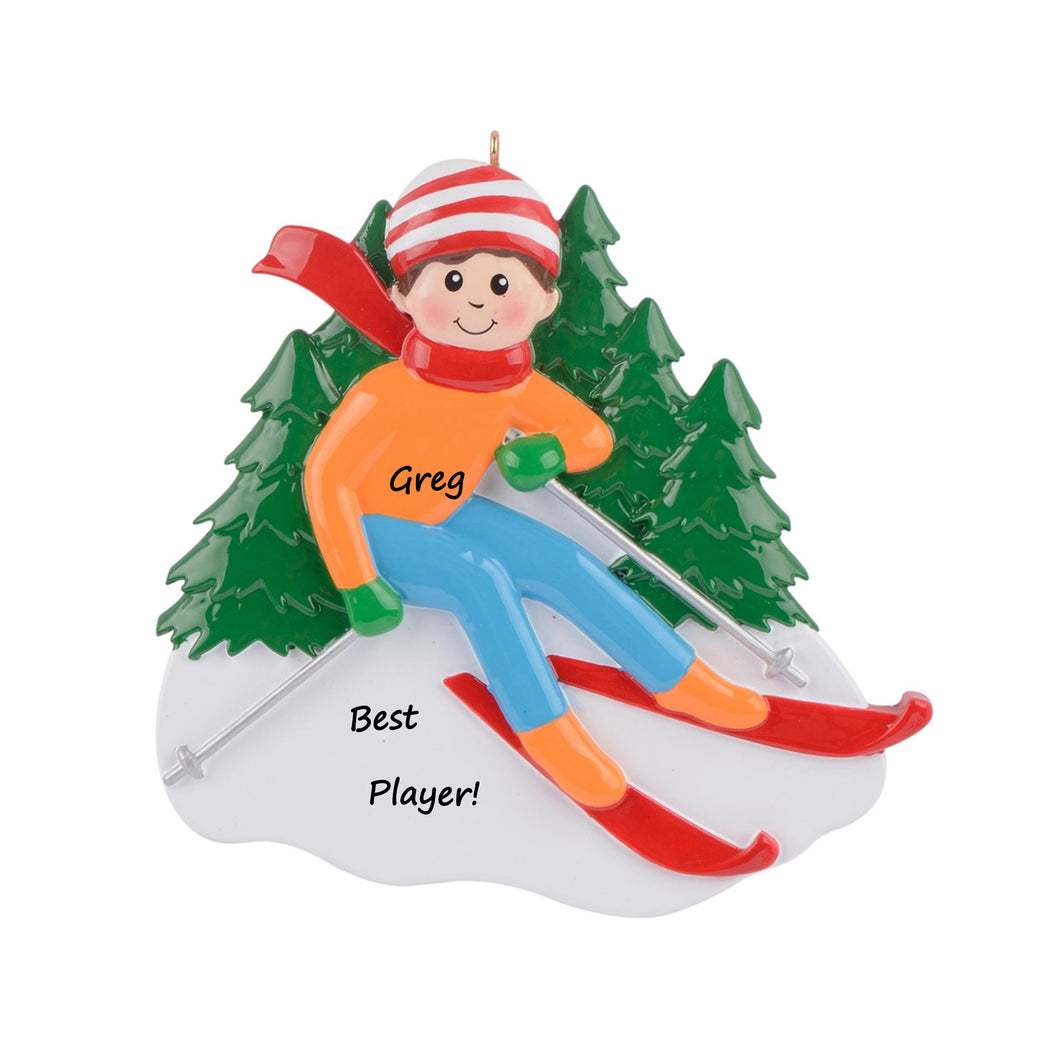 Personalized Gift for Sports Christmas Ornament Skiing Boy