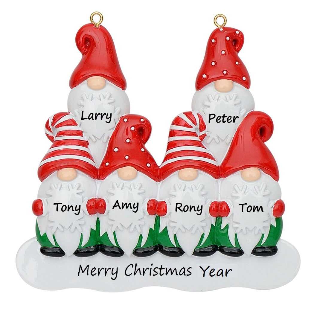 Customize Christmas Family Gift Ornament Gnomes Family 6