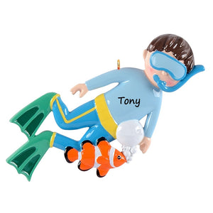 Personalized Christmas Sport Ornament Snorkeling