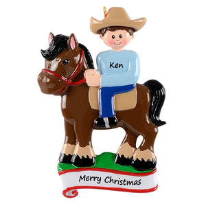 Personalized Christmas Sport Ornament Ridding Boy
