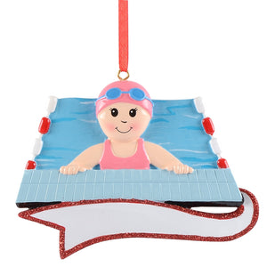 Personalized Christmas Sport Ornament Swimming Girl/Boy