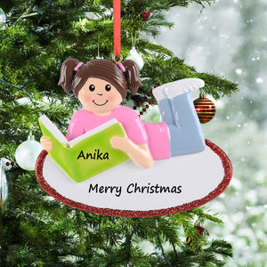 Personalized Christmas Ornament Love Reading Girl/Boy