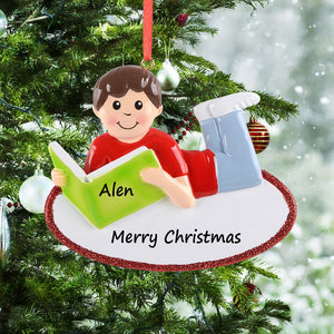 Personalized Christmas Ornament Love Reading Girl/Boy