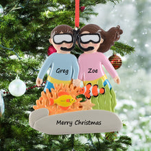 Load image into Gallery viewer, Personalized Christmas Ornament Snorkeling Couple
