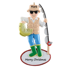 Load image into Gallery viewer, Personalized Christmas Ornament Fisherman
