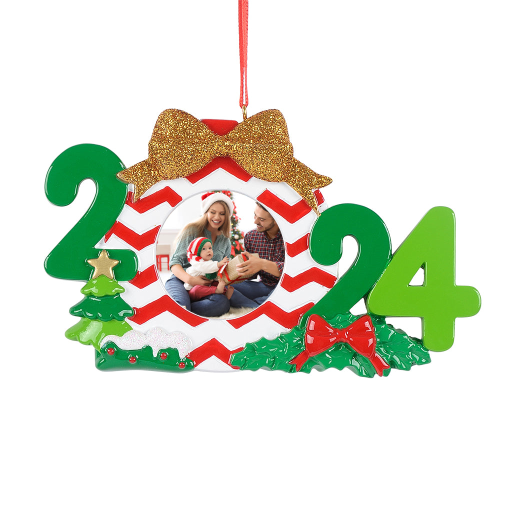 Personalized 2024 Photo Frame Christmas Tree Ornament,Resin