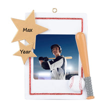 Load image into Gallery viewer, Personalized Christmas Sport Photo Frame Ornament Baseball
