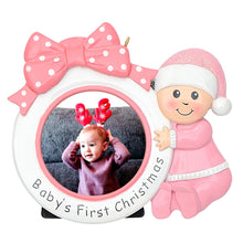 Load image into Gallery viewer, Baby&#39;s First Christmas Bow Photo Frame Ornament
