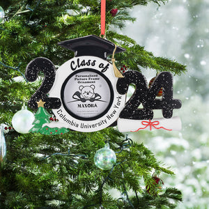2024 Customize Gift Christmas Ornament Graduate Photo Frame Black
