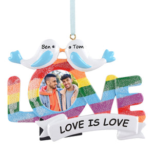 Personalized Christmas Gift LGBT Photo Frame Ornament A/B