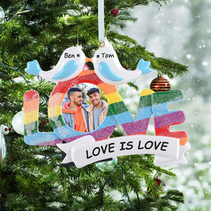 Personalized Christmas Gift LGBT Photo Frame Ornament A/B