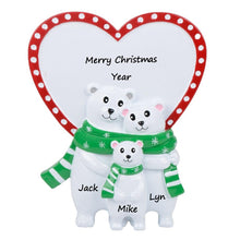 Load image into Gallery viewer, Personalized Christmas Ornament Polar Bear Table Top Family 3
