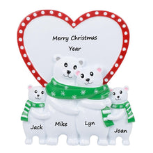 Load image into Gallery viewer, Personalized Christmas Ornament Polar Bear Table Top Family 4
