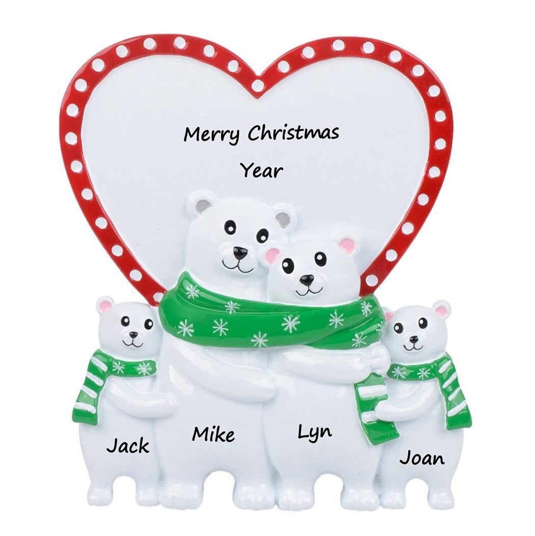 Personalized Christmas Ornament Polar Bear Table Top Family 4