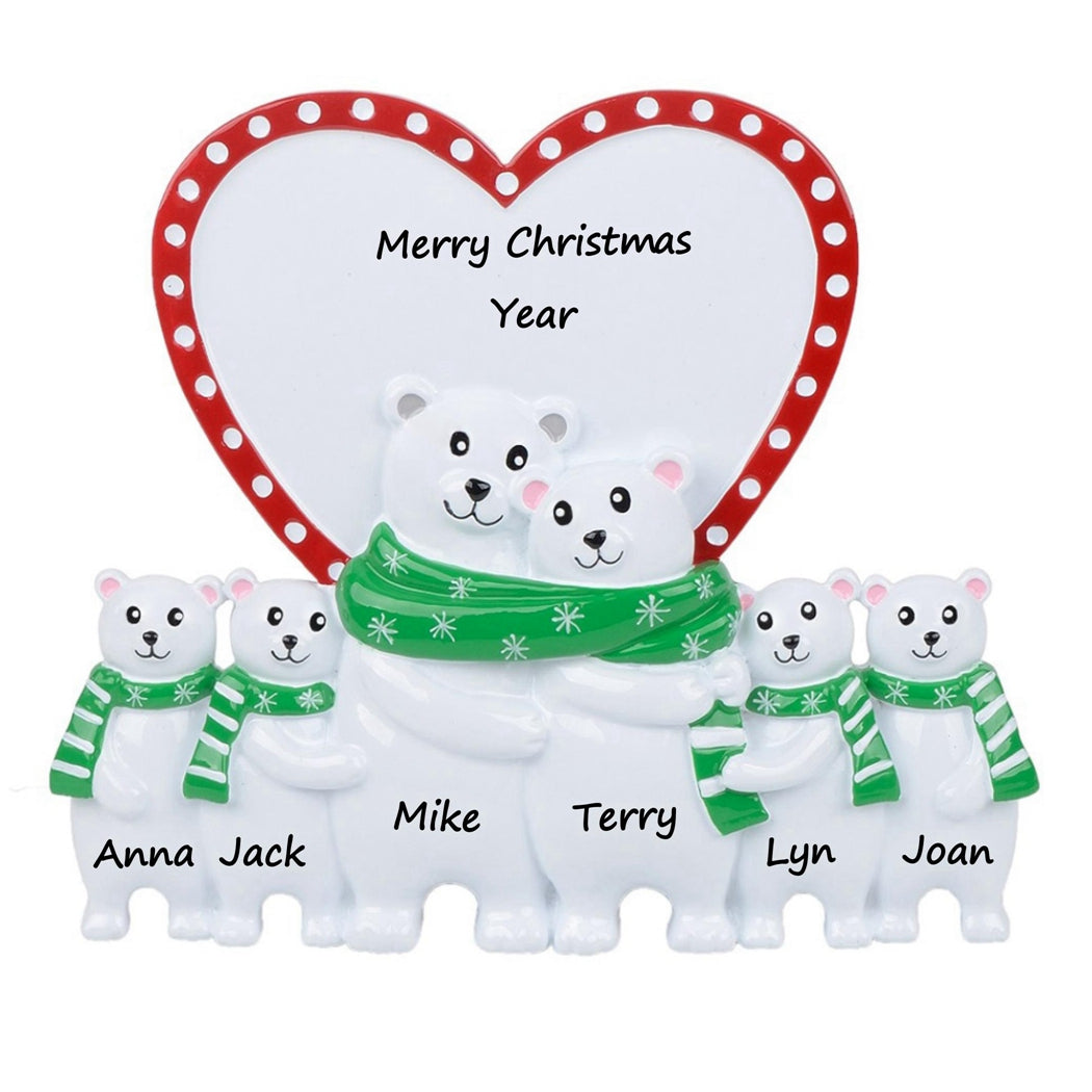Personalized Christmas Ornament Polar Bear Table Top Family 6