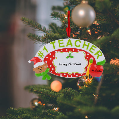 #1 Teacher Personalized Ornament