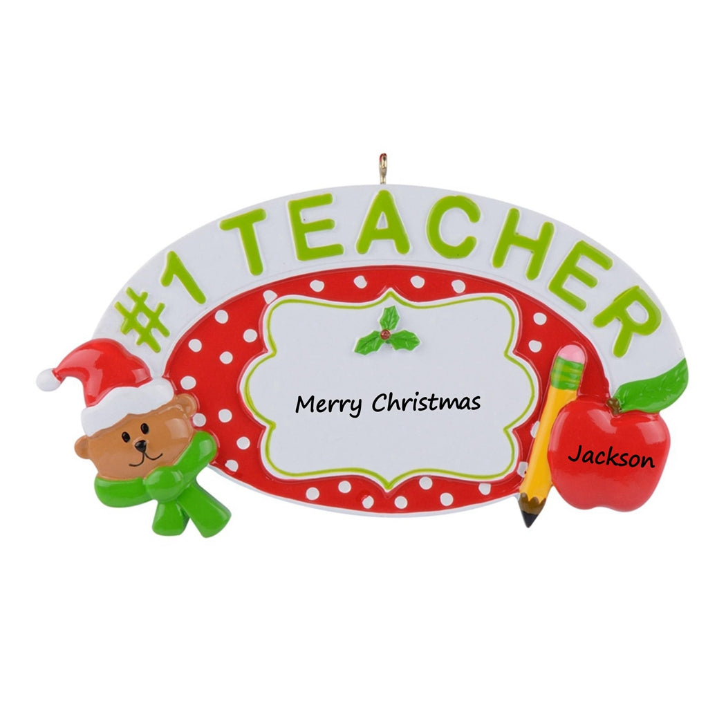 #1 Teacher Personalized Ornament