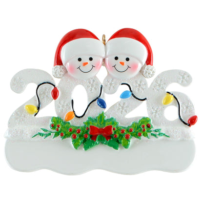 2026 Snowman Family of 2 Personalized Christmas Ornaments