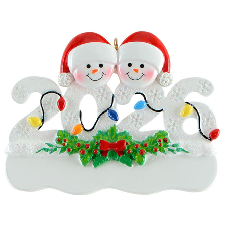 2026 Snowman Family of 2 Personalized Christmas Ornaments