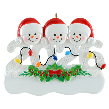 2026 Snowman Family of 3 Personalized Christmas Ornaments