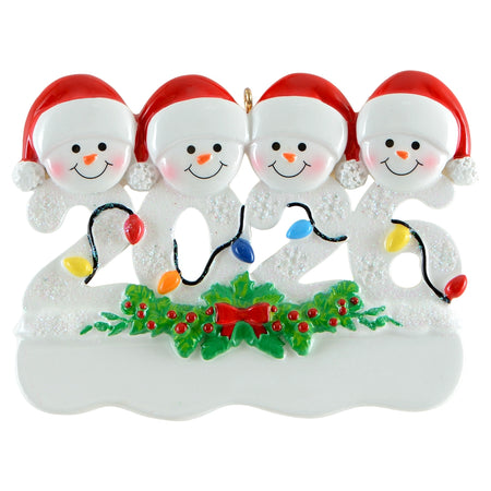 2026 Snowman Family of 4 Personalized Christmas Ornaments