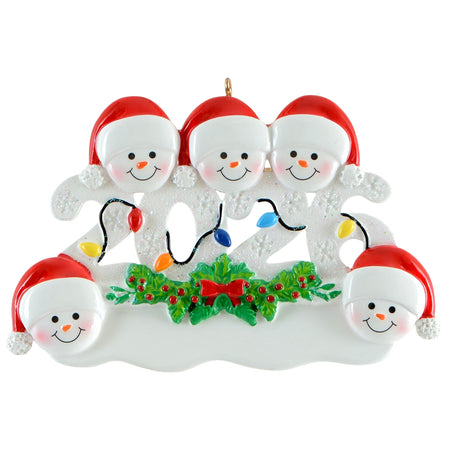 2026 Snowman Family of 5 Personalized Christmas Ornaments