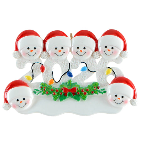 2026 Snowman Family of 6 Personalized Christmas Ornaments