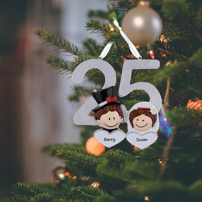 Personalized 25th Wedding Anniversary Couple Ornament