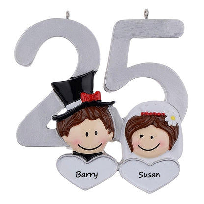 Personalized 25th Wedding Anniversary Couple Ornament
